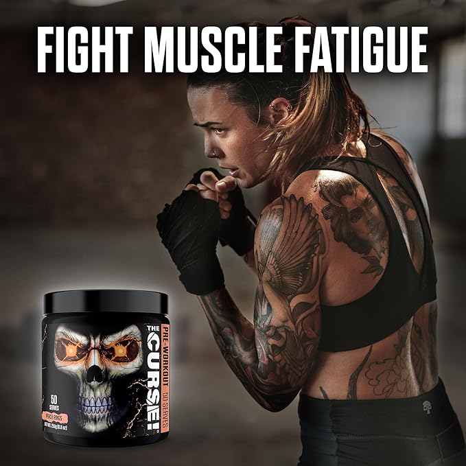 JNX SPORTS The Curse! Pre Workout Powder - Peach Rings 50 Servings | Preworkout: Boost Strength, Energy + Focus for Men & Women | Caffeine, Beta-Alanine, Creatine & L-Citrulline