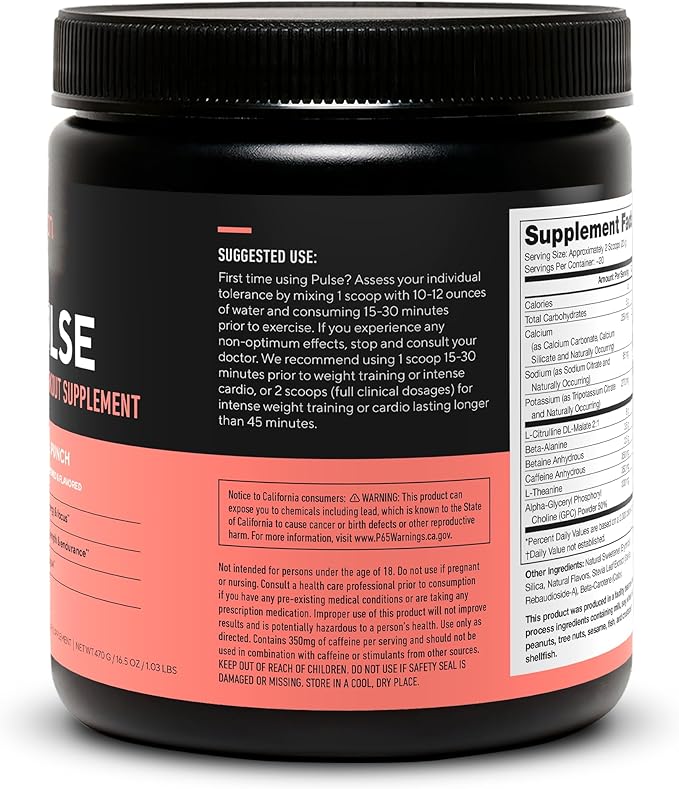 LEGION- All Natural Nitric Oxide Preworkout Drink to Boost Energy, Creatine Free, Naturally Sweetened, Beta Alanine, Citrulline, Alpha GPC (Tropical Punch)