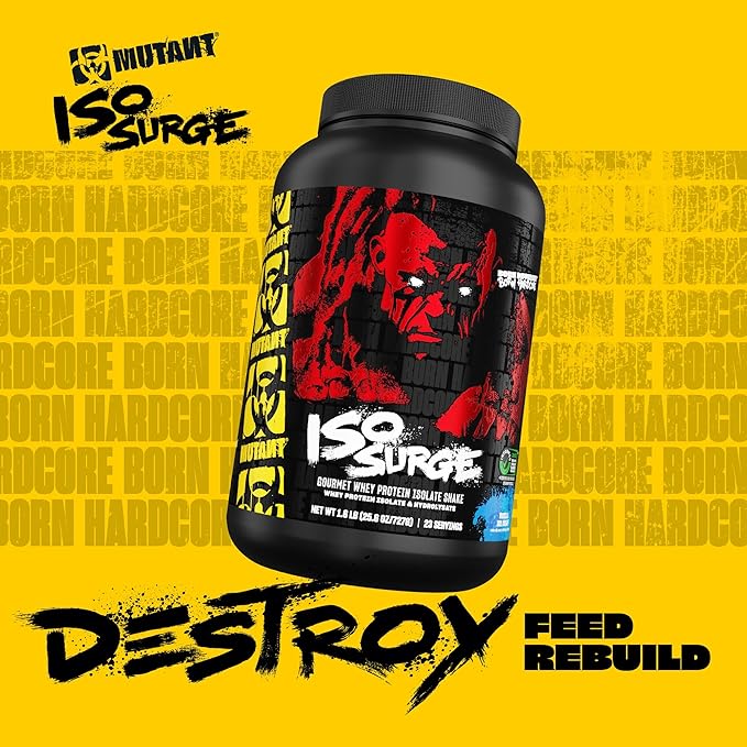 Mutant ISO Surge Whey Protein Isolate Powder Acts Fast to Help Recover, Build Muscle, Bulk and Strength, 1.6 lb (Cookies & Cream)