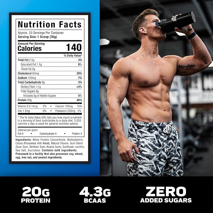 Muscletech Grass-Fed Whey Protein Powder (Triple Chocolate, 1.8LB) - Whey Protein Smoothie & Milk Shake Mix Supports Muscle Gain & Recovery - 20g of Whey Protein for Women & Men - Non-GMO, Gluten-Free