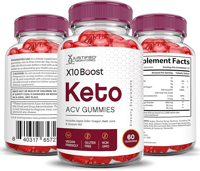 (3 Pack) X10 Boost Keto ACV Gummies Advanced Formula 1000MG X 10 Boost Keto Gummies Apple Cider Vinegar Boost Formulated with Pomegranate Beet Juice Powder B12 Vegan Non GMO 180 Gummys