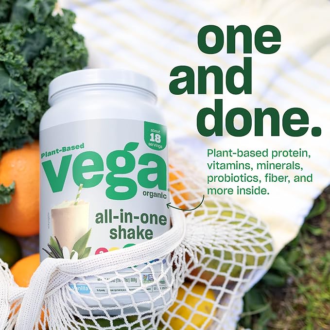 Vega Organic All-in-One Vegan Protein Powder, Berry - Superfood Ingredients, Vitamins for Immunity Support, Keto Friendly, Pea Protein for Women & Men, 1.5 lbs (Packaging May Vary)