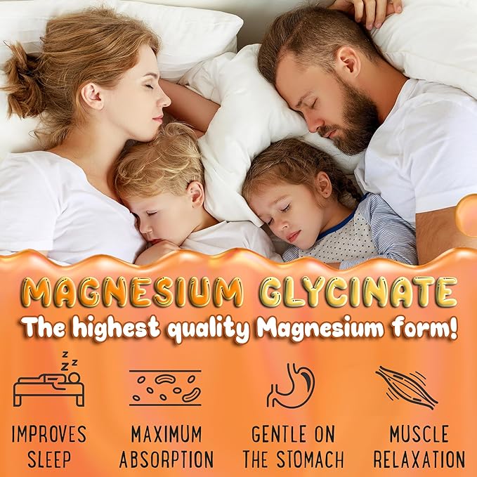 Magnesium Glycinate Gummies 400mg - Magnesium for Sleep, Calm, Relax & Muscle Relief with B6 & D3 and No Melatonin - Family-Friendly for Kids, Teens & Adults - Vegan & Non-GMO Supplement - 60 Count