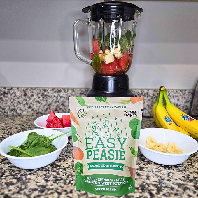 Easy Peasie Organic Veggie Powder Blends for Kids and Picky Eaters | Kids Greens Powder/Vegetable Powders including protein from green peas, spinach, and kale (Green 5oz Pouch)