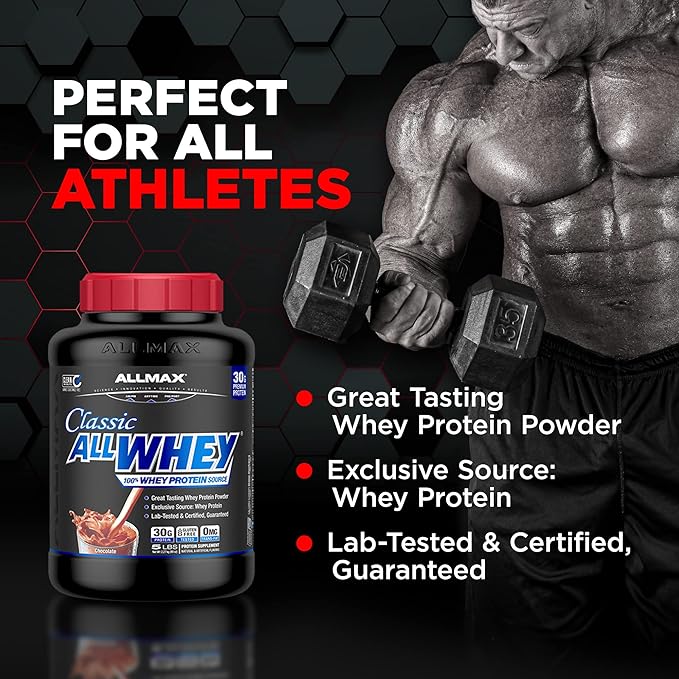 ALLMAX Nutrition AllWhey Classic Whey Protein, Gluten Free, 24g Protein per Scoop, Approx. 49 Servings, Cookies & Cream, 5 lbs