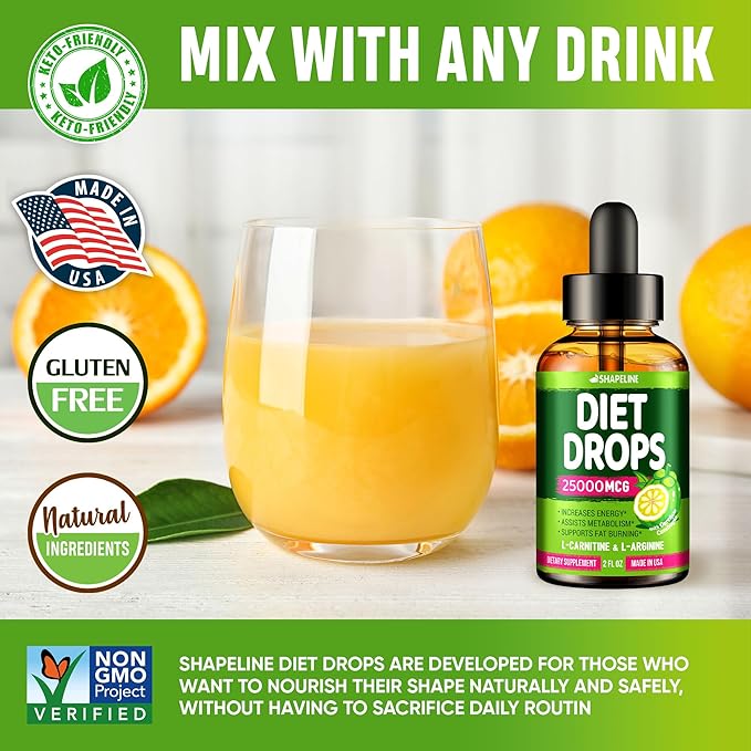 (Pack of 2) Diet Drops - Made in USA - Appetite Suppressant for Women & Men - Diet Drops with Garcinia Cambogia, L-Arginine & L-Glutamine 2 Fl Oz