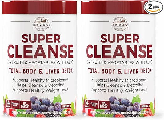 COUNTRY FARMS Super Cleanse, Super Juice Cleanse, Supports Healthy Digestive System, 34 Fruits and Vegetables, Promotes Natural Detoxification, Promote Healthy Weight Management, 28 Servings