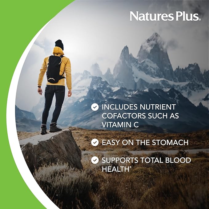 NaturesPlus Hema-Plex Iron - 30 Slow-Release Tablets, Pack of 2 - Total Blood Health - 85 mg Chelated Iron - with Vitamin C & Bioflavonoids - Non GMO, Vegetarian & Gluten Free - 60 Total Servings