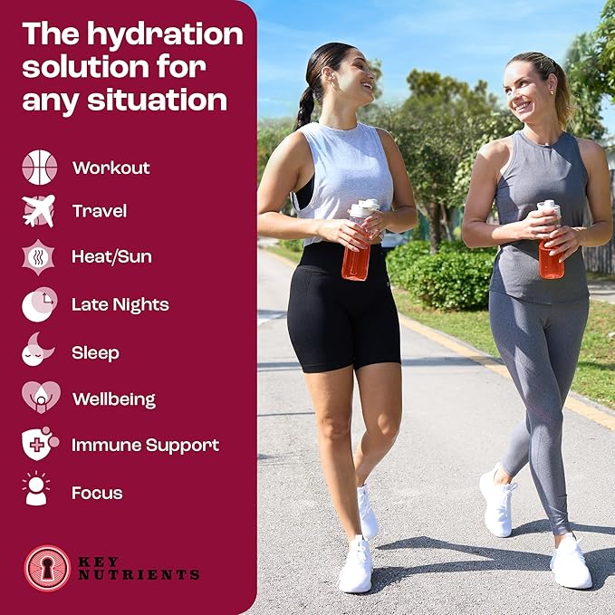 KEY NUTRIENTS Multivitamin Electrolytes Powder Packets - Sweet Cherry-Pom 40 Pack Hydration Packets - Travel Hydration Powder - No Sugar, No Calories, Gluten Free - Made in USA