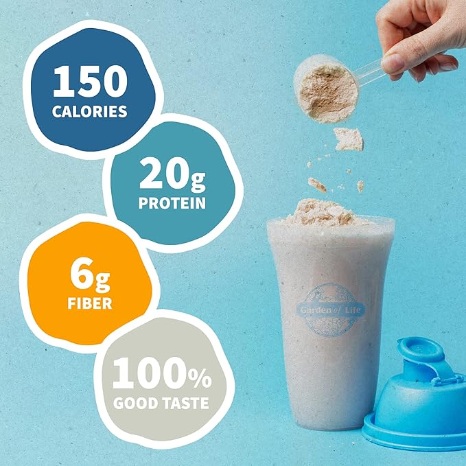 Garden of Life Meal Replacement Shakes, Vegan Protein Powder, Raw Organic Protein Powder, Lightly Sweet Protein Powder with Plant Based Pea Protein, Sprouts, Greens, Probiotics, Dairy Free 28 Servings