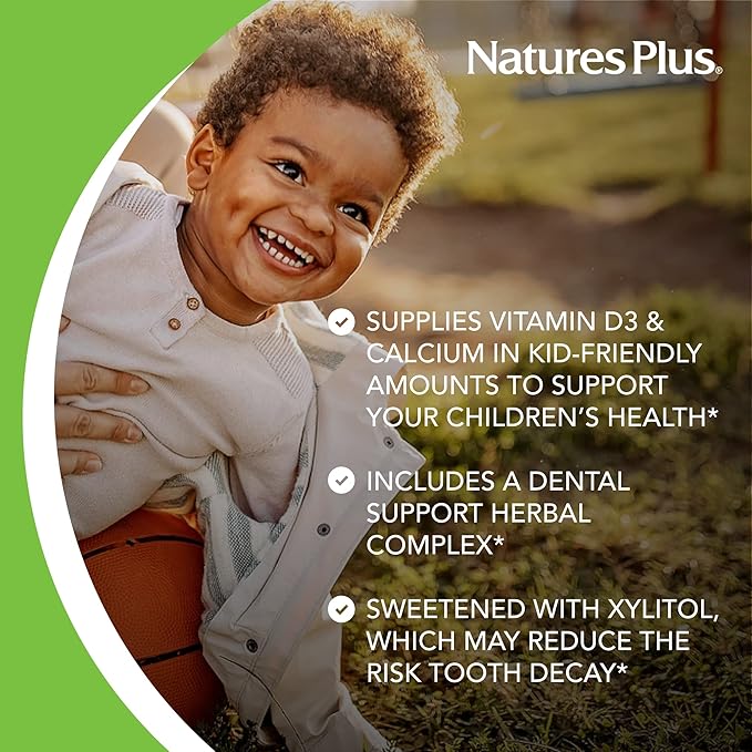 Natures Plus Animal Parade Tooth Fairy Children's Chewables - Natural Vanilla Flavor - 90 Animal-Shaped Tablets - Dental Health Supplement - Vegetarian, Gluten Free - 45 Servings