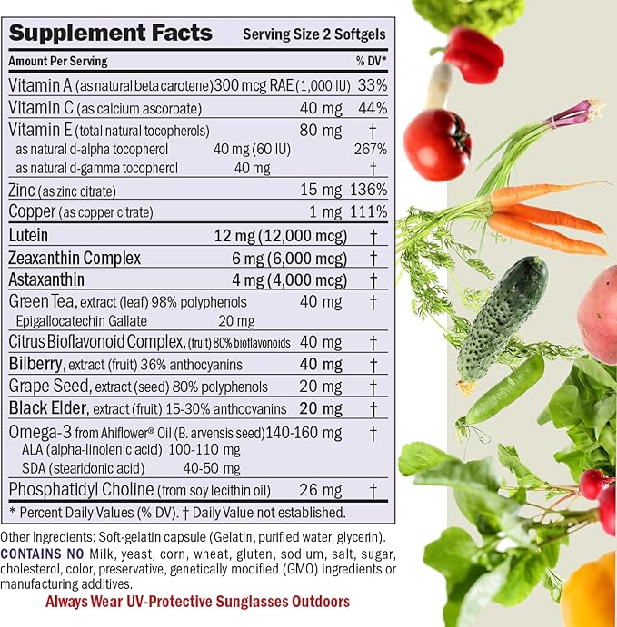 Andrew Lessman Ultimate Eye Support with Astaxanthin 30 Softgels – 12mg Lutein, 6mg Zeaxanthin, 4mg Astaxanthin, Bilberry, Key Nutrients to Support Eye Health & Promote Healthy Vision. No Additives