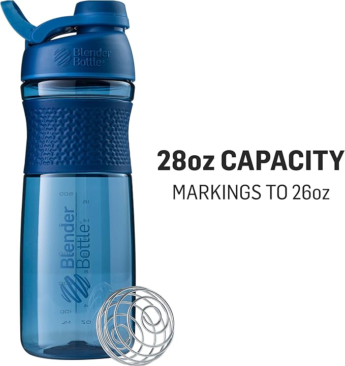 BlenderBottle SportMixer Shaker Bottle Perfect for Protein Shakes and Pre Workout, 28-Ounce, Plum, 1 Count (Pack of 1)