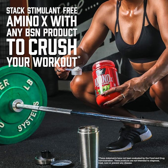 BSN Amino X Muscle Recovery & Endurance Powder with BCAAs, Intra Workout Support, 10 Grams of Amino Acids, Keto Friendly, Caffeine Free, Flavor: Watermelon, 70 Servings (Packaging May Vary)