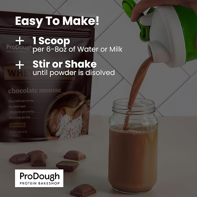 ProDough Gourmet Whey Isolate Hydrolized Protein Powder for Shake Mix- Easy Digest Enzyme Blend, 25g Protein per Serving, Natural Ingredients, Gluten Free, Keto Friendly (Horchata)