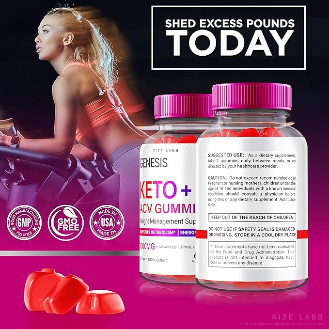 Genesis Keto Keto+ACV Gummies, Supplement for Advanced Weight Loss, All Natural Extreme 2000mg Gummies (60 Gummies)