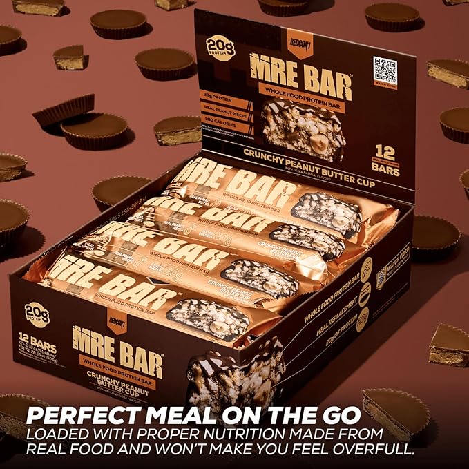 REDCON1 MRE Protein Bar, Banana Nut Bread - Contains MCT Oil + 20g of Whole Food Protein - Easily Digestible, Macro Balanced Low Sugar Meal Replacement Bar (12 Bars)
