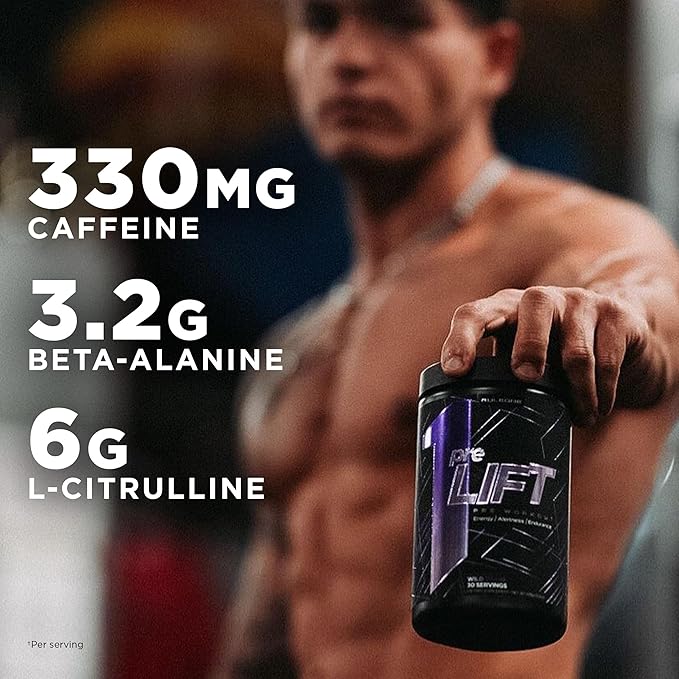 Rule 1 preLIFT Pre-Workout, 6g Citrulline, 3.2g Beta Alanine, 3 Caffeine Sources + 20 Others for Energy, Alertness, & Endurance (30 Servings, Wild Grape)