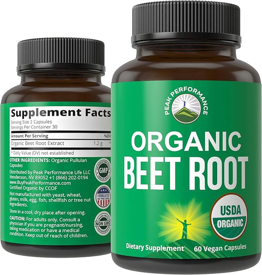 USDA Organic Beet Root Vegan Capsules. Beets Juice Powder Super Food Pills 1200 mg. Nitric Oxide Energy Boosting Beetroot Extract Capsules. Polyphenol Support Supplement for Women and Men