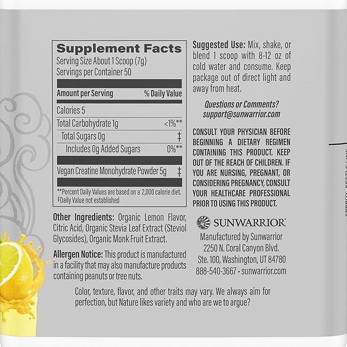 Creatine Monohydrate Powder Micronized PreWorkout Recovery Supplement | Support Muscle Building Strength Training Cognition | Vegan & Keto Friendly, Easily Mixes (50 Servings) Lemonade Active Creatine