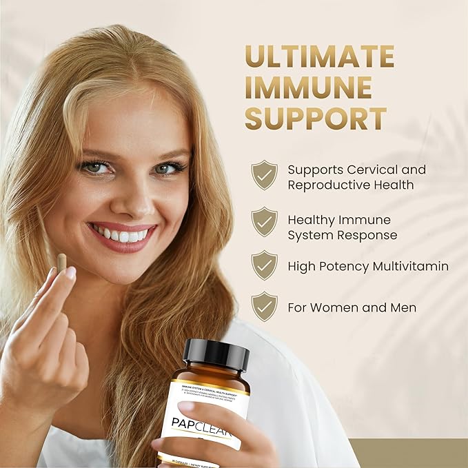 PAPCLEAR Physician Formulated | All Natural Immune Support Supplement | Advanced Powerful Immunity Booster | 21 Vitamins & Nutrients with Organic Shiitake Mushroom & Lycopene | 90 Capsules | Pack of 3