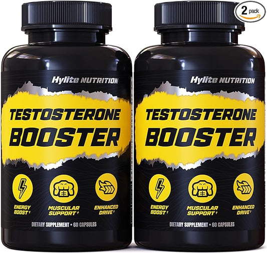 Testosterone Booster - Testosterone Supplement for Men - Male Enhancing Pills for Muscle Growth, Libido, Stamina, Strength - Tongkat Ali Muscle Builder Workout Supplement - Total T Test Boost - 2 PACK