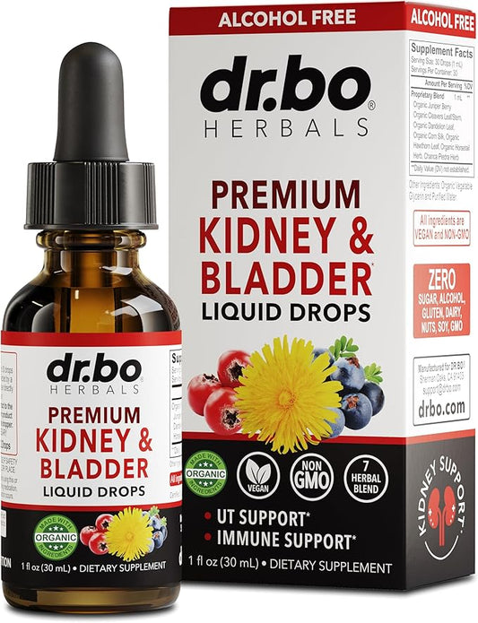 Kidney Support Supplement Bladder Health - Organic Kidney Bladder Supplements Drops Juniper Berry Cleavers Dandelion - Renal Kidney Cleanse Detox Urinary Tract Herbal Bladder Support Flush Kidneys 1oz