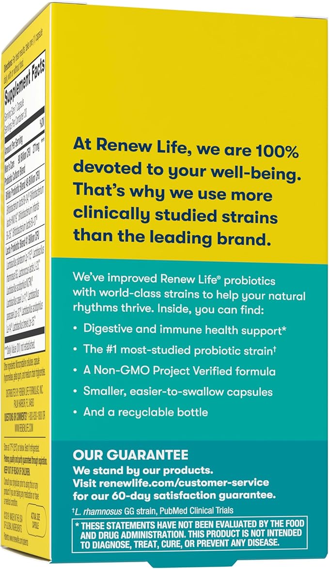 Renew Life Men's Care Probiotic Capsules, Supports Mens Digestive, Colon, Immune and Respiratory Health, L. Rhamnosus GG, Dairy, Soy and gluten-free, 90 Billion CFU, 30 Count