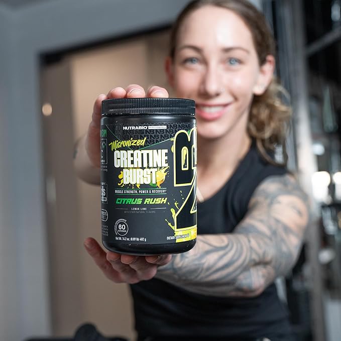 NutraBio Pure Creatine Monohydrate Powder Supplement, Citrus Rush, (300 g) - Supports Bulk Muscle Energy, Recovery, and Strength - HPLC Tested Pure Grade Creatine Powder Supplement for Men and Women