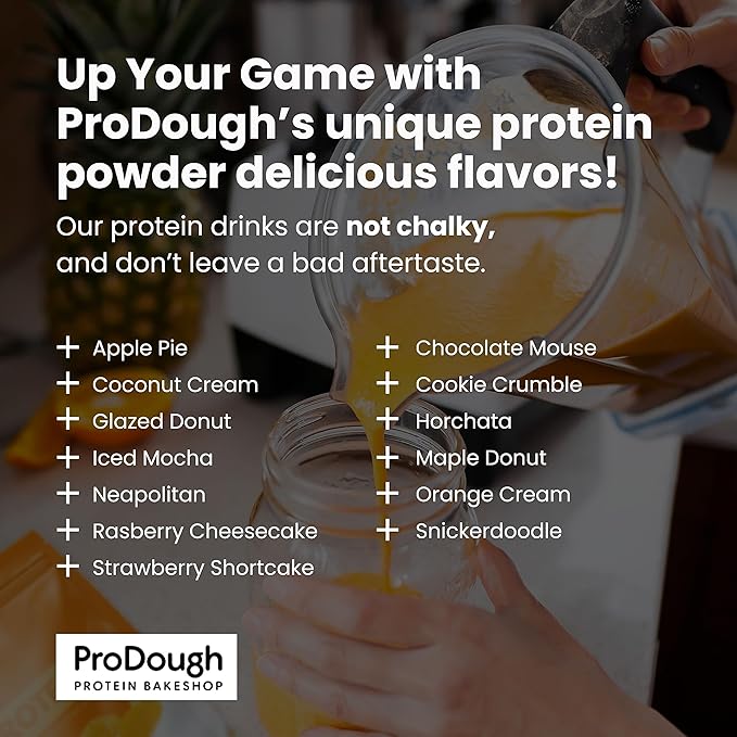 ProDough Gourmet Whey Isolate Hydrolized Protein Powder for Shake Mix- Easy Digest Enzyme Blend, 25g Protein per Serving, Natural Ingredients, Gluten Free, Keto Friendly (Horchata)