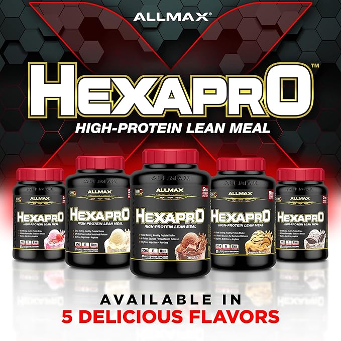ALLMAX HEXAPRO, Cookies & Cream - 2 lb - 25 Grams of Protein Per Serving - 8-Hour Sustained Release - Zero Sugar - 21 Servings