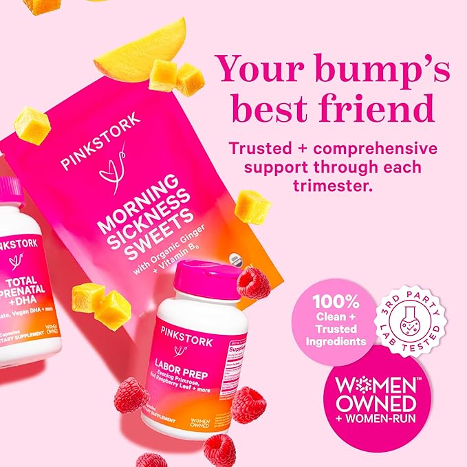 Pink Stork Omega-3 DHA - 540 mg Fish Oil Supplements with DHA and EPA, Prenatal and Postpartum Essentials for Cognitive Health + Fetal Development - 60 Softgels - Packaging May Vary