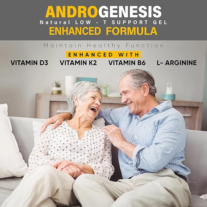 Enhanced Formula – Low T Support Gel – T Booster for Men – Muscle Recovery, Energy Booster, Healthy Aging – Now with Vitamins D3, K2, B6 and L-Arginine