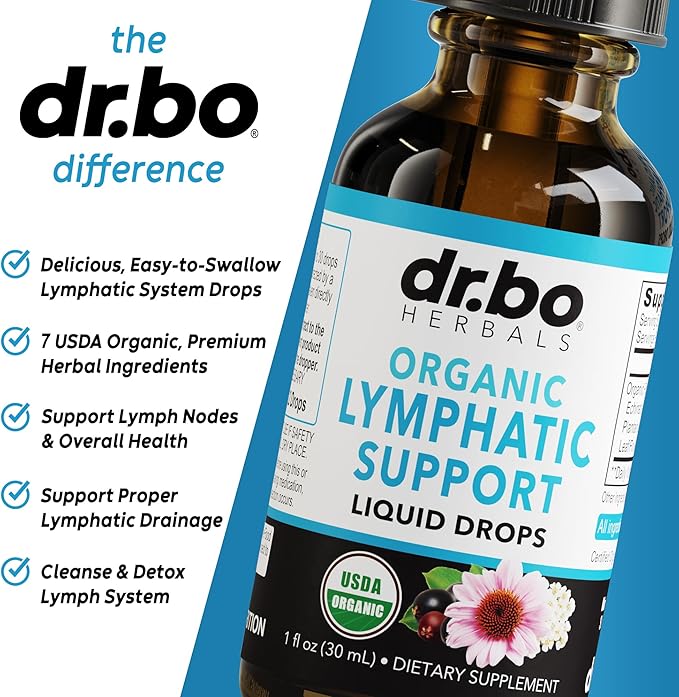 Lymphatic Drainage Supplements Drops - Organic Lymphatic Support Liquid Drops Cleanse with Echinacea for Lymph System Support Supplement, Lymph Node Detox Lymphatic System Drainage - 1oz Vegan Non-GMO