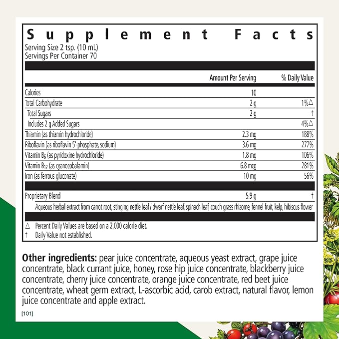 Floradix by Salus Iron & Herbs - Liquid Herbal Supplement for Energy Support - Iron Supplement with Vitamin C & B Complex Vitamins - Liquid Iron Supplement for Men & Women - 23 oz