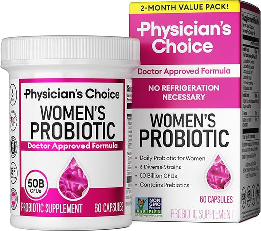Physician's Choice Probiotics - PH Balance, Digestive, UT, & Feminine Health - 50 Billion CFU - 6 Unique Strains for Women - Organic Prebiotics, Cranberry Extract+ - Probiotic - 60 CT