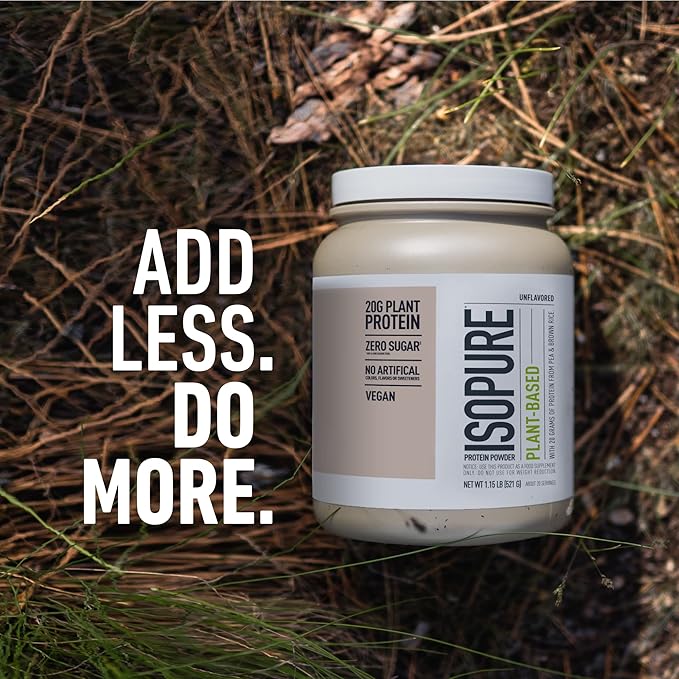 Isopure Unflavored Vegan Protein Powder, with Amino Acids, Post Workout Recovery, Sugar Free, Plant Based, Organic Pea Protein, Dairy Free, 20 Servings (Packaging May Vary)