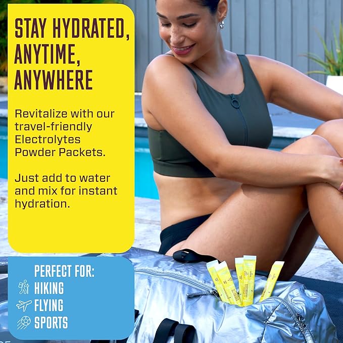 KEY NUTRIENTS Multivitamin Electrolytes Hydration Packets - Refreshing Lemonade Post Workout and Recovery 40 Pack - No Sugar, No Calories - Travel Hydration Powder