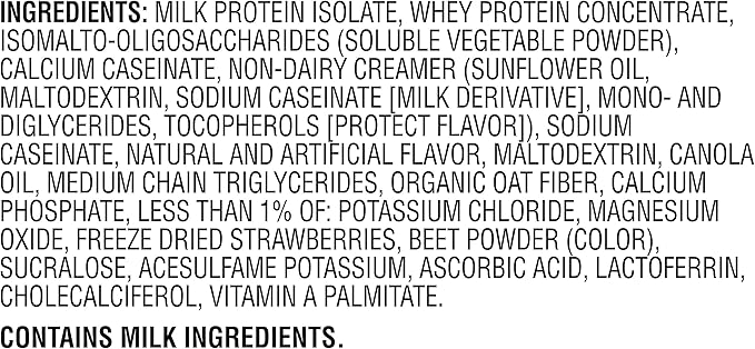 Muscle Milk Genuine Protein Powder, Strawberries ‘N Crème, 1.93 Pounds, 12 Servings, 32g Protein, 3g Sugar, Calcium, Vitamins A, C & D, NSF Certified for Sport, Energizing Snack, Packaging May Vary