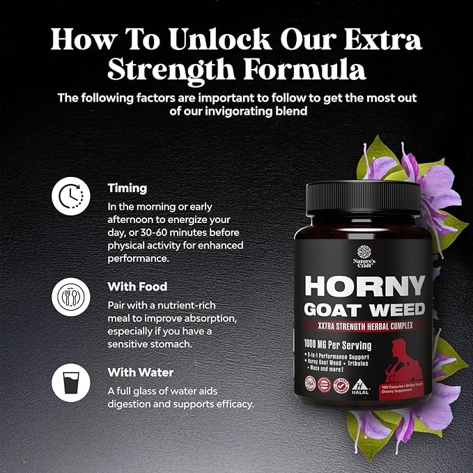 Horny Goat Weed for Male Enhancement - Extra Strength Horny Goat Weed for Men 1000mg Complex with Tongkat Ali Saw Palmetto Extract Panax Ginseng and Black Maca Root for Stamina & Energy - 90 Servings