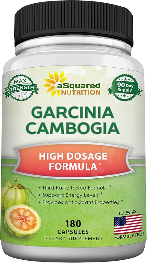 aSquared Nutrition Garcinia Cambogia 1600mg-180 Capsules-Natural Pure Extract Pills for Brain Health- Standardized Ultra HCA & Garcinia Cambogia Supplement Alternative to Gummies, Drops, Tea & Powder
