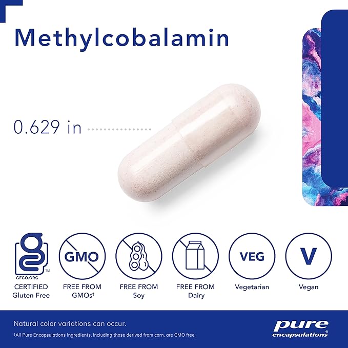 Pure Encapsulations Methylcobalamin 1,000 mcg - Vitamin B12 Supplement to Support Memory & Nerve Health - Premium Vitamin B12 Capsules - 180 Capsules