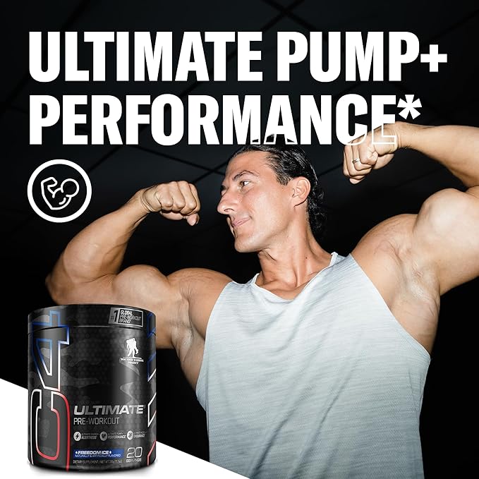 C4 Ultimate x Wounded Warrior Project Pre Workout Powder Freedom Ice - Sugar Free Preworkout Energy Supplement for Men & Women - 300mg Caffeine + 3.2g Beta Alanine + 2 Patented Creatines - 20 Servings