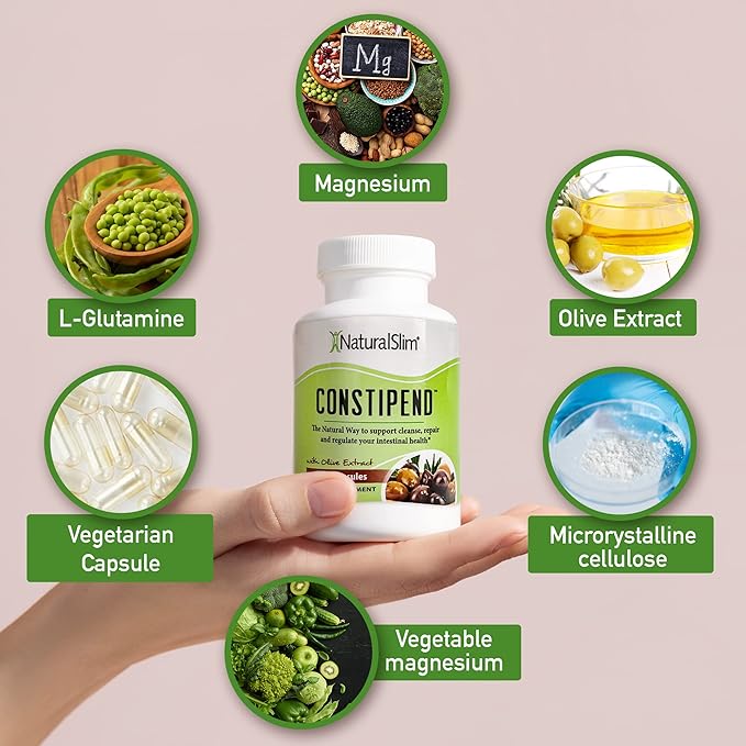 NaturalSlim Constipend - Laxative for Constipation Relief, Colon Regulation, Stool Softener with Olive Extract - 120 Capsules (2 Pack)