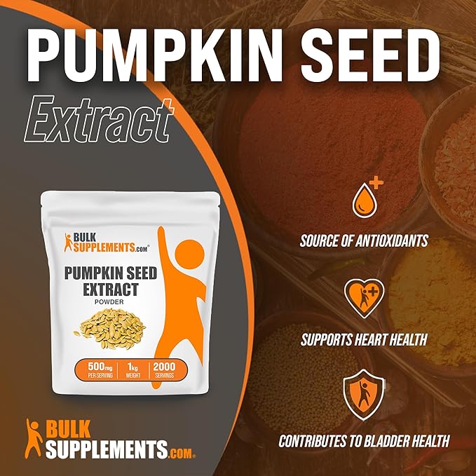 BulkSupplements.com Pumpkin Seed Extract Powder - Bladder Support - Pumpkin Powder - Prostate Supplement - Soluble Fiber Supplements - Pumpkin Seed Powder (1 Kilogram - 2.2 lbs)