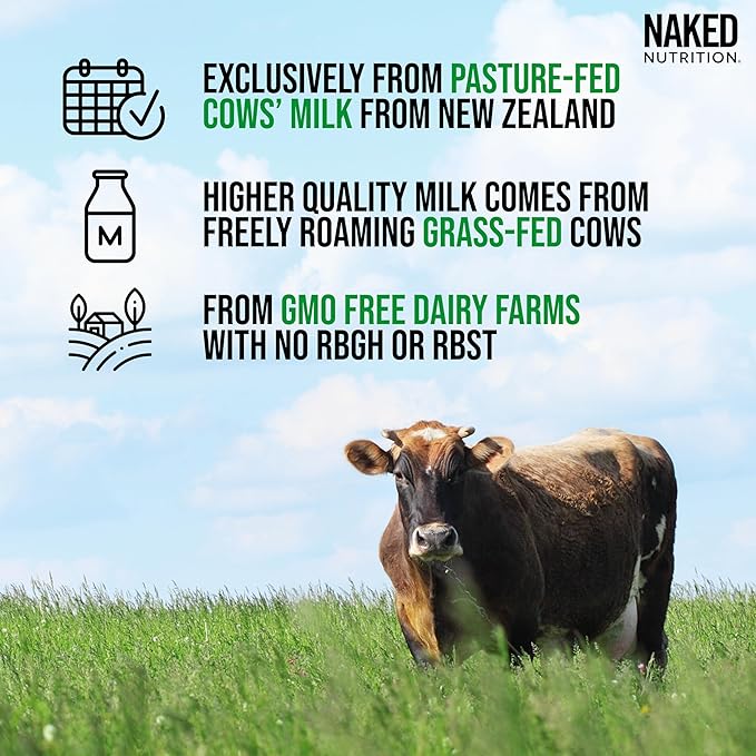 Naked Whey Isolate Protein - Only 2 Ingredients, 30g Grass-Fed Protein, Unflavored, Undenatured, No GMO, No Soy, Gluten-Free, No Preservatives - 28 Servings