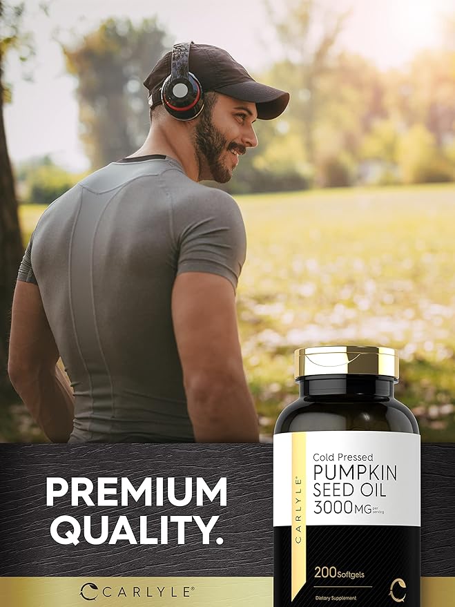 Carlyle Pumpkin Seed Oil | 3000mg | 200 Softgel Capsules | Non-GMO and Gluten Free Formula | Cold Pressed Dietary Supplement