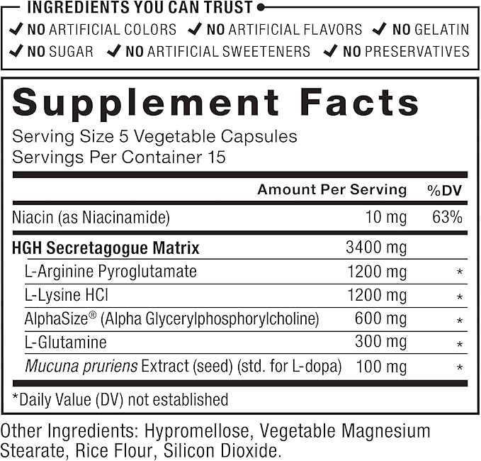 FORCE FACTOR Prime HGH Secretion Activator, 3-Pack, HGH Supplement for Men with Clinically Studied AlphaSize to Help Trigger HGH Production, Increase Workout Force, & Improve Performance, 225 Count