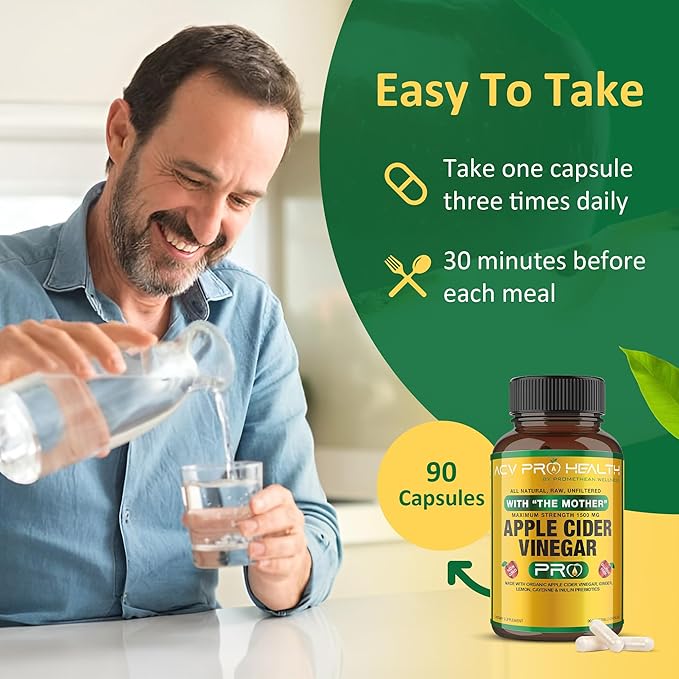 ACV Pro Apple Cider Vinegar Capsules Certified Organic with Mother ACV Pills Detox Cleanse Acid Reflux Relief Support Supplement Ginger Root Cayenne Pepper Powder