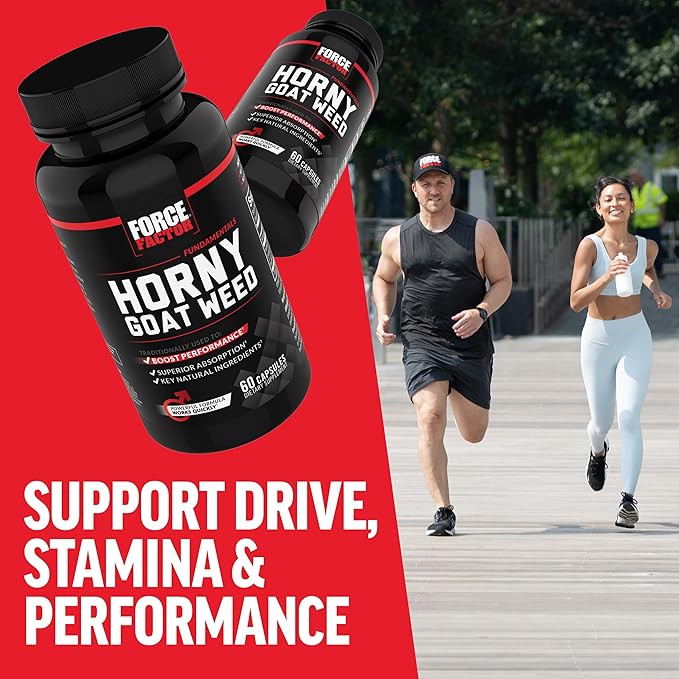 FORCE FACTOR Horny Goat Weed for Men, 3-Pack, Natural Male Drive & Vitality Supplement with Natural Ingredients for Superior Absorption, Fundamental Series, 750mg, 180 Capsules